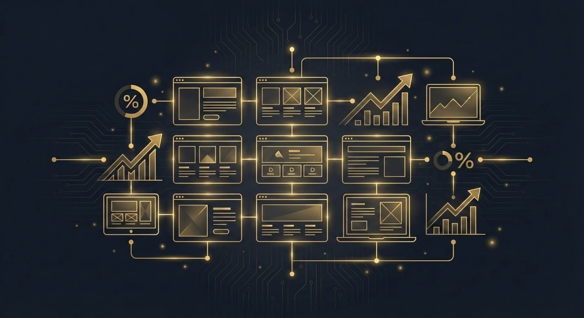 Abstrakcyjna wizualizacja portfolio projektów webowych i realizacji