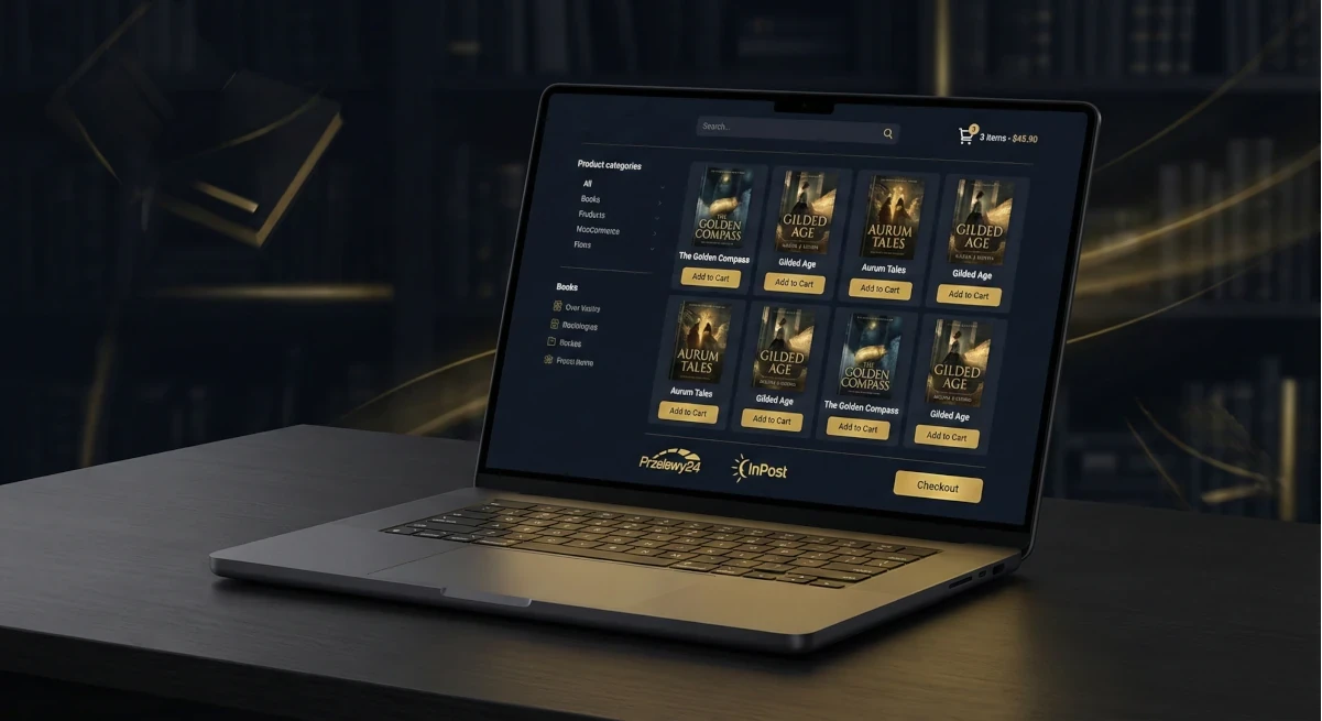 Mockup sklepu internetowego z książkami - księgarnia online z WooCommerce