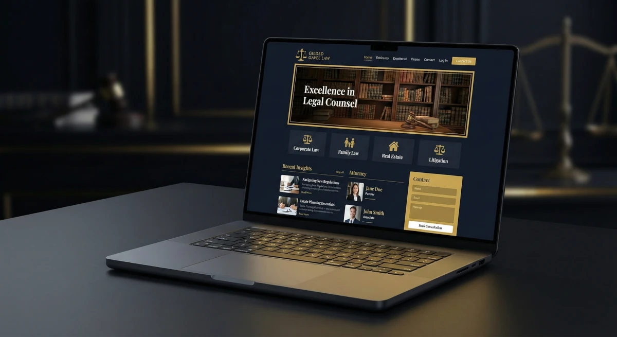 Mockup strony internetowej kancelarii prawnej z blogiem prawnym