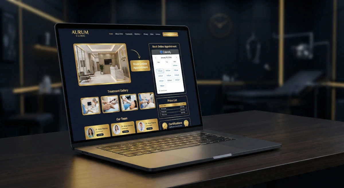 Mockup strony internetowej gabinetu lekarskiego z rezerwacją wizyt